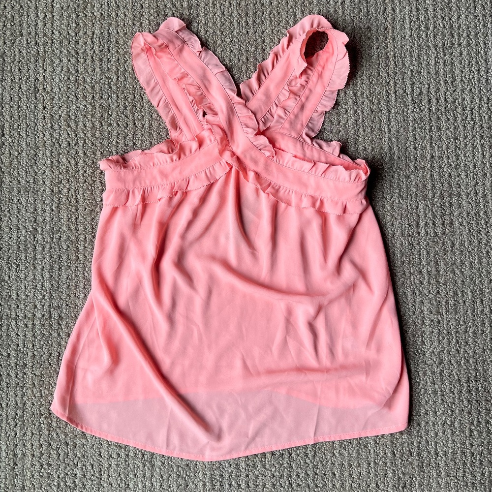 J. Crew ruffled sleeveless pink blouse top size 0. New with tags!